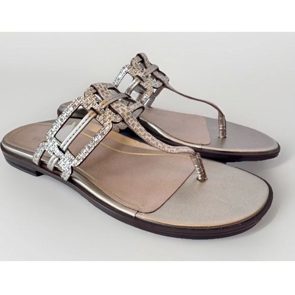 Vionic Alvana Gold Slip On Toe Post Thong Slides Sandals Shoes Size 8.5 - Picture 2 of 10